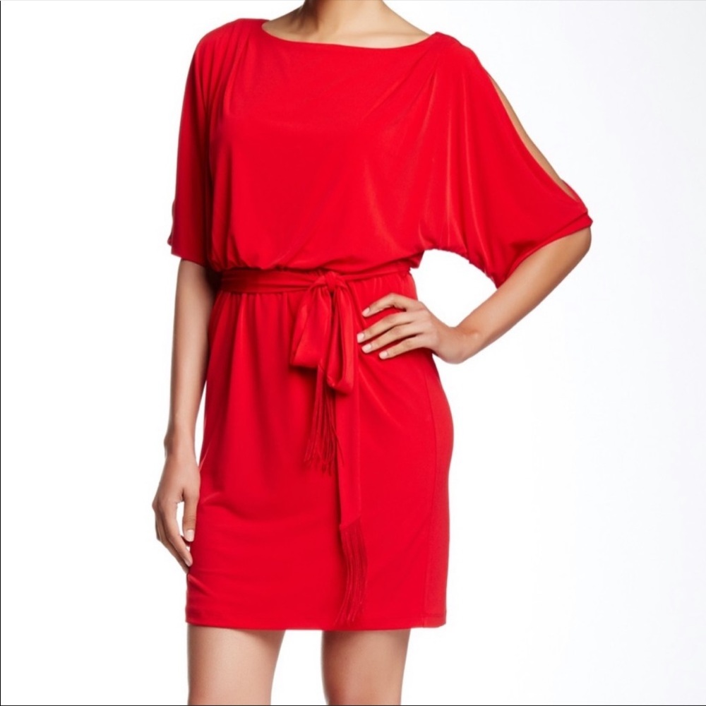 Jessica Simpson Red Slit shoulder Dress L